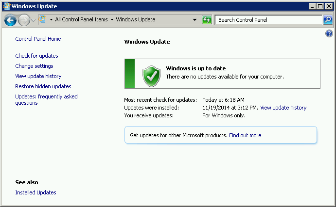 windows update screenshot